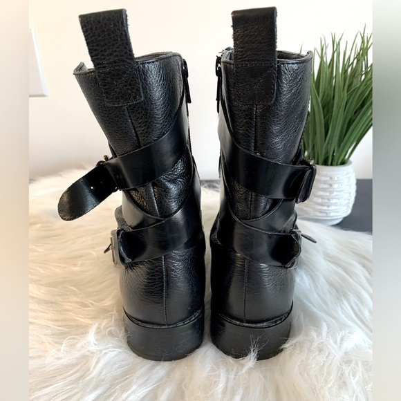 Nine West Ankle Boot Black Leather with Buckles SZ: US 6 - Picture 5 of 9